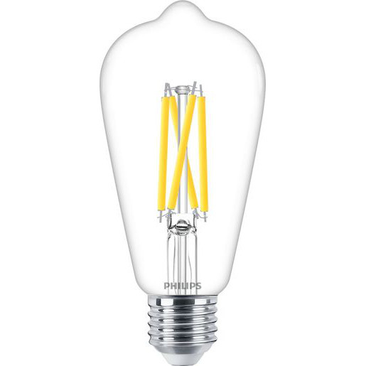 Philips LED Lyspære Edison E27 6W 806lm Klar filament DIM